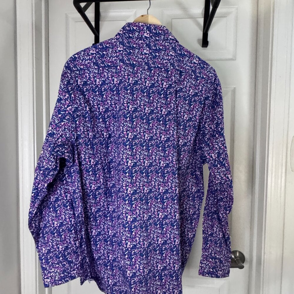 Tailorbyrd Men's Blue-based Multi-color Floral L/S Casual Button-down Shirt, XL - Picture 3 of 5